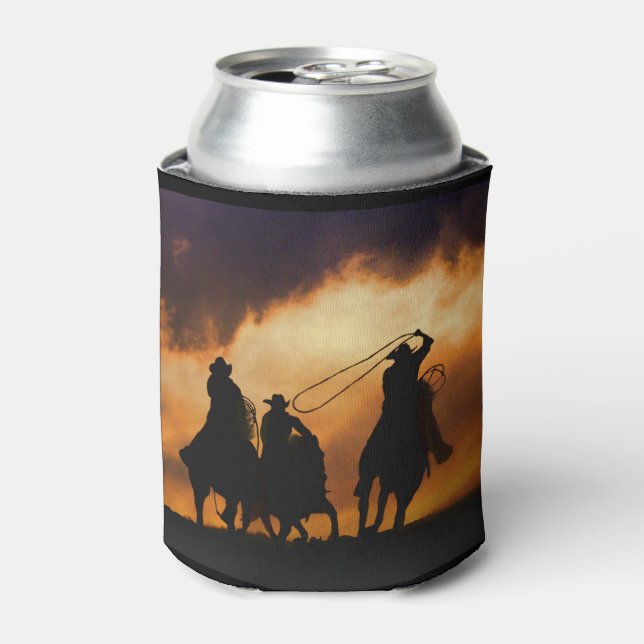 Cowboy Roping in the Sunset Rodeo Cosy Can Cooler (Can Front)
