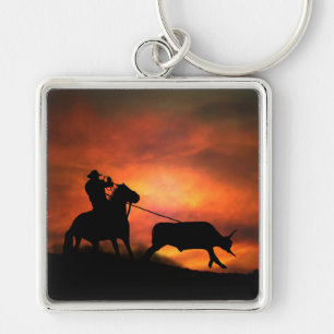 Cowboy Roping Key Chain
