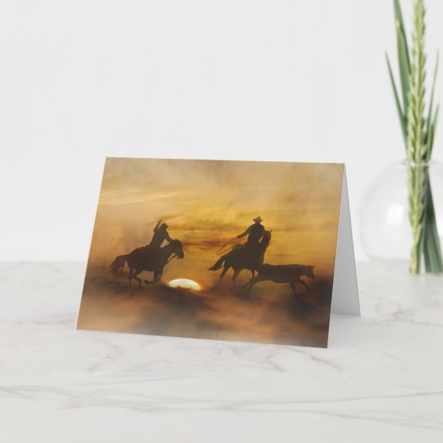 Cowboy Roping Thank You Card (Front)