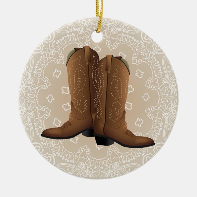 Cowboy Round Up! Ceramic Tree Decoration (Front)