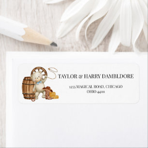 Cowboy Rustic baby shower Return Address Label