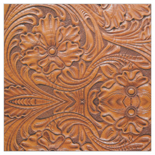 Cowboy Rustic western country tooled leather print Fabric
