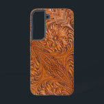 Cowboy Rustic western country tooled leather print Samsung Galaxy Case<br><div class="desc">Rustic western country pattern tooled leather print phone case. Cowboy fashion decor accessories.</div>