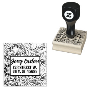 Cowboy Rustic Western Country Tooled Leather  Rubber Stamp