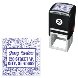 Cowboy Rustic Western Country Tooled Leather Self-inking Stamp