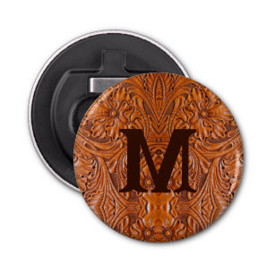 Cowboy Rustic western country wedding monogram Bottle Opener