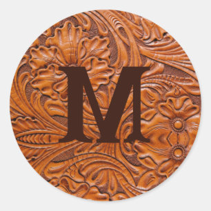 Cowboy Rustic western country wedding monogram Classic Round Sticker