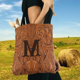 Cowboy Rustic western country wedding monogram Tote Bag