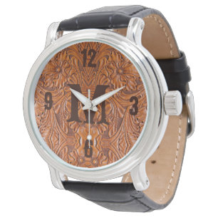Cowboy Rustic western country wedding monogram Watch