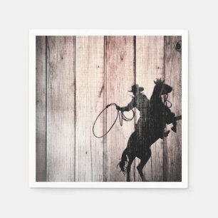 Cowboy Rustic Wood Barn Country Birthday Party Napkin