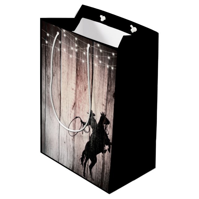 Cowboy Rustic Wood Barn Country Wild West Medium Gift Bag (Back Angled)