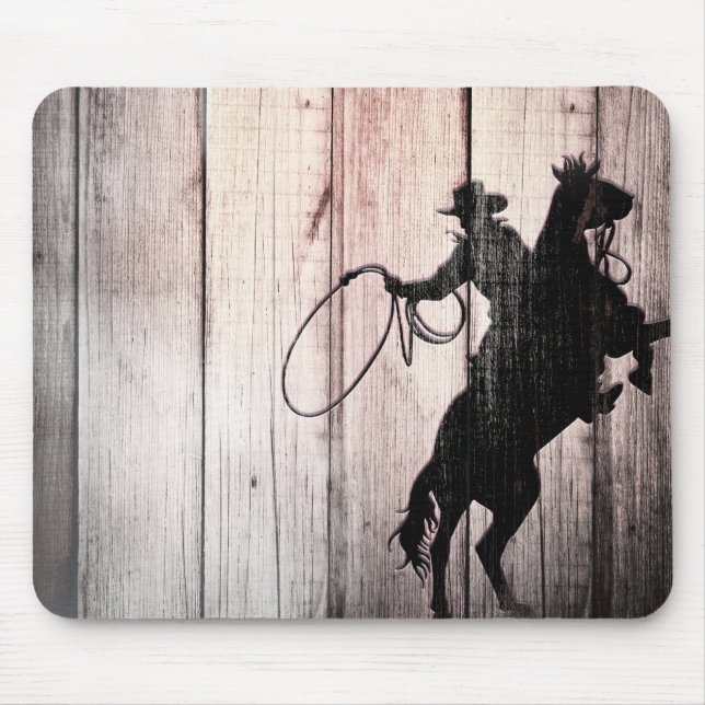 Cowboy Rustic Wood Barn Country Wild West Mouse Mat (Front)
