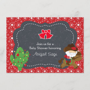Cowboy Santa and Horse Holiday Baby Shower Invite