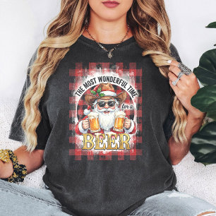 Cowboy Santa Beer Funny Christmas Drinking Humour T-Shirt