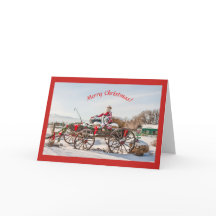 Cowboy Santa Christmas Wagon with Hay Bales