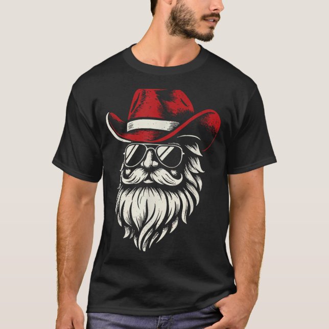 Cowboy Santa Claus Christmas Vintage  T-Shirt (Front)