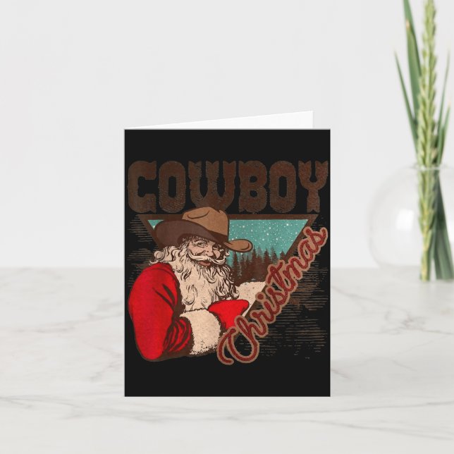 Cowboy Santa Claus Merry Christmas Western Country Card (Front)