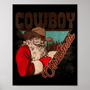 Cowboy Santa Claus Merry Christmas Western Country Poster