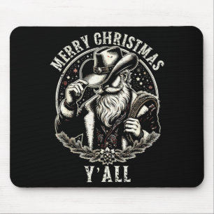 Cowboy Santa Claus Merry Christmas Y'all Western C Mouse Mat