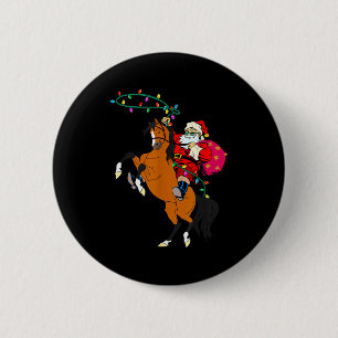 Cowboy Santa Claus Riding A Horse Christmas Cowboy 6 Cm Round Badge