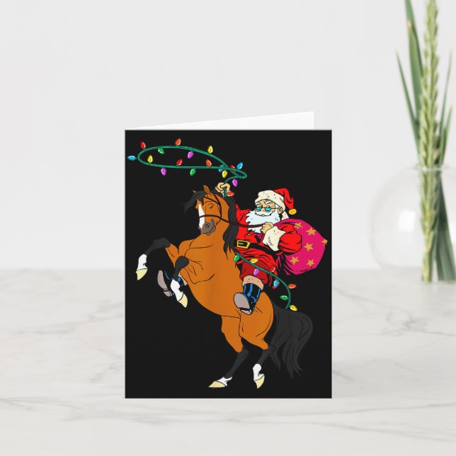 Cowboy Santa Claus Riding A Horse Christmas Cowboy Card (Front)