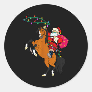 Cowboy Santa Claus Riding A Horse Christmas Cowboy Classic Round Sticker