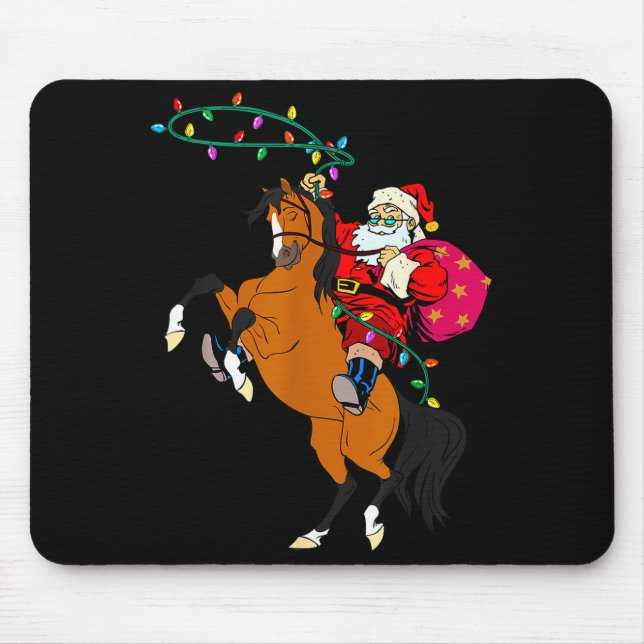 Cowboy Santa Claus Riding A Horse Christmas Cowboy Mouse Mat (Front)