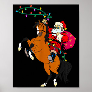 Cowboy Santa Claus Riding A Horse Christmas Cowboy Poster