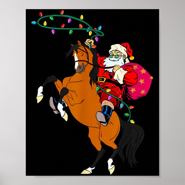 Cowboy Santa Claus Riding A Horse Christmas Cowboy Poster (Front)