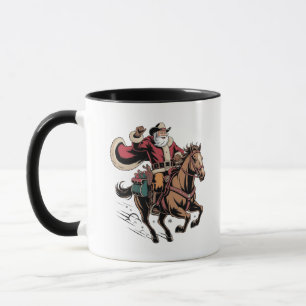 Cowboy Santa Claus Riding A Horse Christmas  Mug