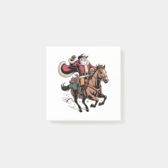 Cowboy Santa Claus Riding A Horse Christmas  Post-it Notes (Front)