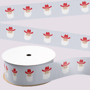 Cowboy Santa Claus Western Christmas Grosgrain Ribbon