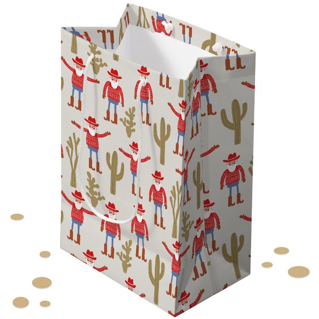Cowboy Santa Claus Western Christmas Medium Gift Bag (Fun Cowboy Santa Claus Western Christmas gift bag)