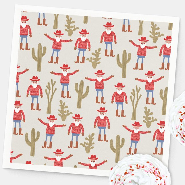 Cowboy Santa Claus Western Christmas Napkin (Fun Cowboy Santa Claus Christmas Holidays Western party paper napkin)