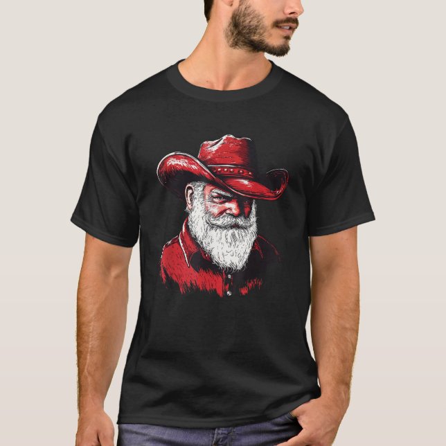 Cowboy Santa Claus Western Xmas Texas Howdy Christ T-Shirt (Front)
