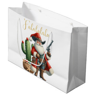 Cowboy Santa Falalalala Desert Cactus Pistol Large Gift Bag