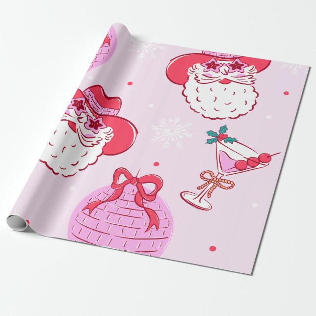 Cowboy Santa Holiday Fun Wrapping Paper (Unrolled)