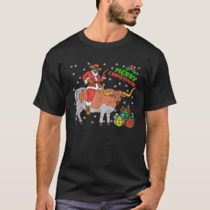 Cowboy Santa Merry Christmas Pajama Funny X Mas Sn T-Shirt