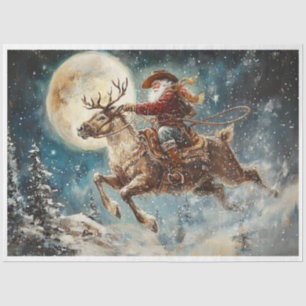 Cowboy Santa Midnight Ride Tissue Paper
