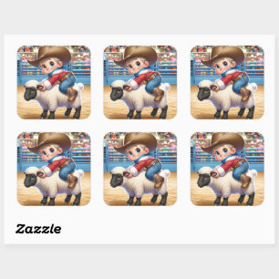 Cowboy Santa Mutton Busting Christmas Sticker