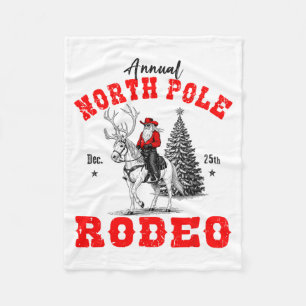 Cowboy Santa Riding Reindeer North Le Rodeo Christ Fleece Blanket