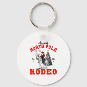 Cowboy Santa Riding Reindeer North Le Rodeo Christ Key Ring
