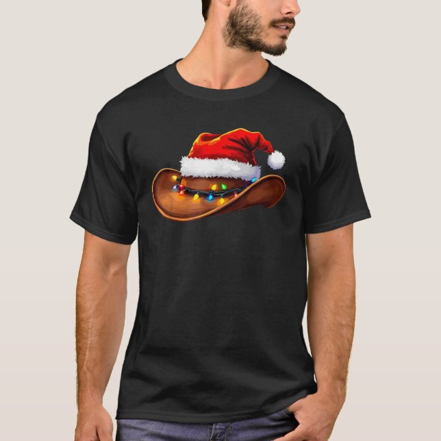 Cowboy Santa s Hat Texas Christmas New Year Xmas P T-Shirt (Front)