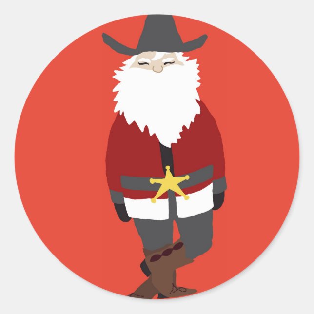 Cowboy Santa Sticker (Front)