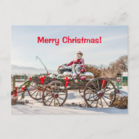Cowboy Santa - Wagon with Hay Bales