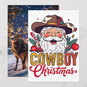 Cowboy Santa Western Christmas Rodeo PNG Design Holiday Card