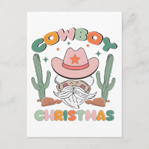 Cowboy Santa Western Christmas Rodeo PNG Design Holiday Postcard