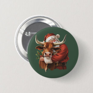 Cowboy Santa Western Roping Christmas Vintage 6 Cm Round Badge