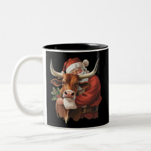 Cowboy Santa Western Roping Christmas Vintage Two-Tone Coffee Mug
