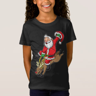 Cowboy Santa Xmas Reindeer Rodeo Christmas In Texa T-Shirt
